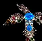 Zonder Minimumprijs - Broche Zilver Opaal - Toermalijn -, Sieraden, Tassen en Uiterlijk, Antieke sieraden
