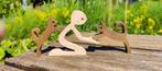 Houten beeldje - Man en 2 katten- Model 04, Nieuw