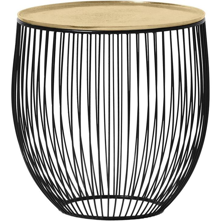 Bijzettafel - Trion Rana - Rond - 42cm - Zwart/Goud - Metaal, Huis en Inrichting, Tafels | Eettafels, Nieuw, Overige materialen
