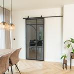 Stalen Schuifdeur - Zwart - 5 Vlaks rond - Rook glas, Doe-het-zelf en Verbouw, Kozijnen en Schuifpuien, 75 tot 150 cm, Nieuw, 150 tot 225 cm