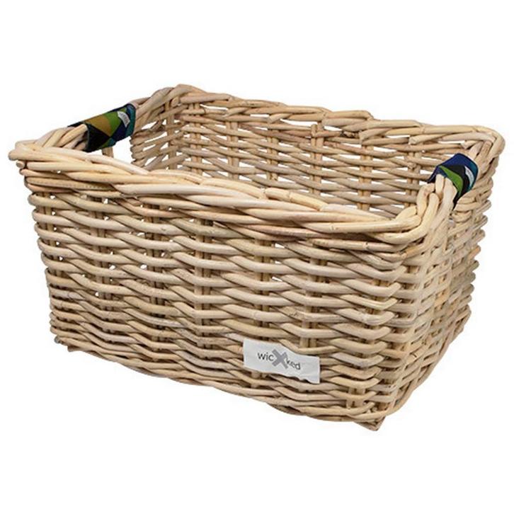 Wicked Rieten Fietsmand L Colored Triangles naturel, Fietsen en Brommers, Fietsaccessoires | Fietsmanden, Nieuw, Verzenden
