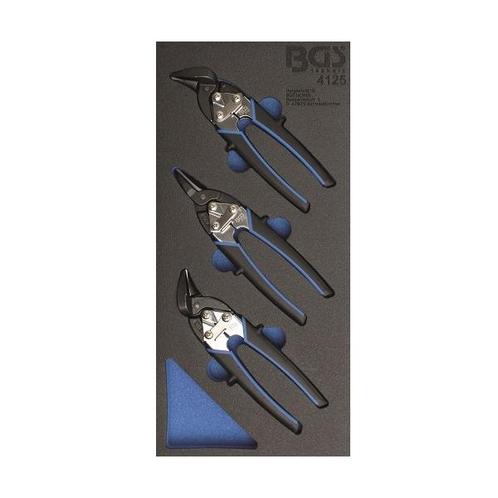 Mini plaatwerkscharen 3-delige set in foam inlay (Handtools), Auto diversen, Autogereedschap, Nieuw, Verzenden