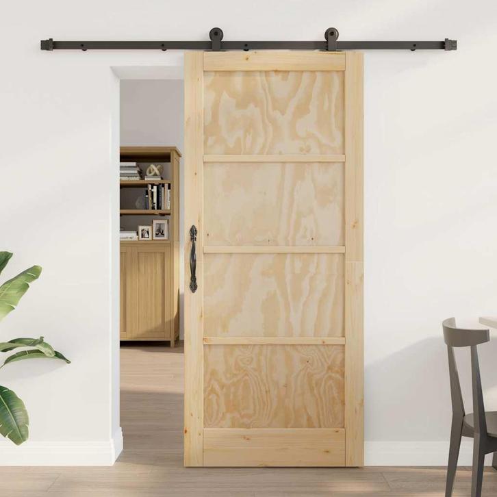 vidaXL Schuifdeurset Naturel en zwart 86 x 198.5 cm, Doe-het-zelf en Verbouw, Deuren en Horren, Nieuw, Verzenden
