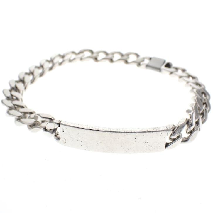 Massief zilveren armband met plaatje | 23 cm (zware armband), Sieraden, Tassen en Uiterlijk, Armbanden, Overige kleuren, Gebruikt
