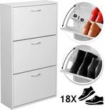 MIADOMODO- Schoenenkast - 3 kleppen, wit, smal, MDF, (W/H/D), Huis en Inrichting, Kasten | Computermeubels, Verzenden, Nieuw