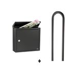 Allux 400 brievenbus met paal 1007 staal - zwart, Verzenden, Nieuw