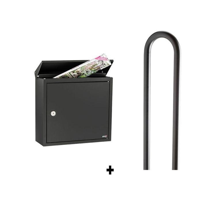 Allux 400 brievenbus met paal 1007 staal - zwart, Tuin en Terras, Brievenbussen, Nieuw, Verzenden