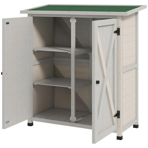 TRUUSK Houten Tuinkast - Weerbestendig met 2 Deuren - Asfalt, Tuin en Terras, Bergingen en Tuinkasten, Nieuw, Verzenden