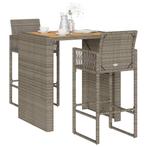 vidaXL 3-delige Tuinbarset zonder kussens poly rattan acacia, Verzenden, Nieuw, Rotan, 2 zitplaatsen