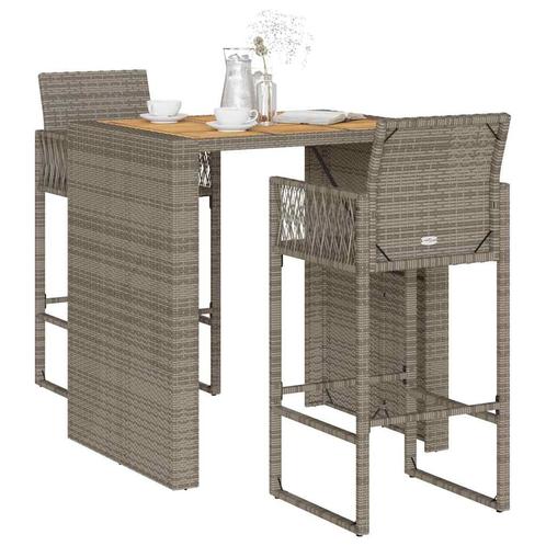 vidaXL 3-delige Tuinbarset zonder kussens poly rattan acacia, Tuin en Terras, Tuinsets en Loungesets, Nieuw, 2 zitplaatsen, Rotan
