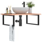 vidaXL Badkamer wandschap staal en massief eikenhout, Verzenden, Nieuw