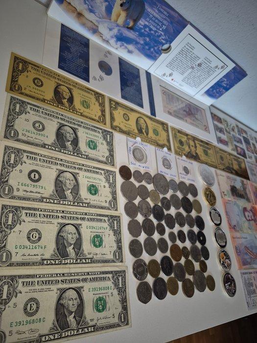 Wereld. Lote monedas y billetes inc. Plata (Zonder, Postzegels en Munten, Munten | Europa | Niet-Euromunten