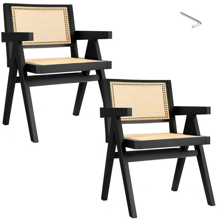 Eetkamerstoel Lizzy met Weens vlechtwerk in boho-stijl - zwa, Huis en Inrichting, Stoelen, Verzenden