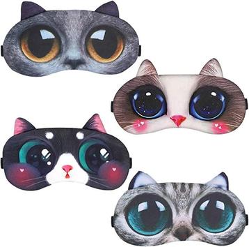 Katten Slaapmaskers met Oogverwarmers 4-Pack - Zacht en beschikbaar voor biedingen