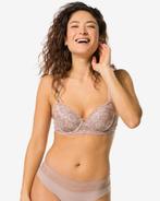HEMA Voorgevormde bh met kant met beugel recycled micro, Kleding | Dames, Verzenden, Beige