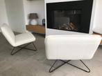 leren fauteuils zonder armleuning met kruisframe - wit leer, Huis en Inrichting, Nieuw, Ophalen of Verzenden, 75 tot 100 cm, Industrieel