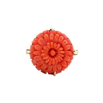 Vintage ring met bloedkoraal 12 krt beschikbaar voor biedingen