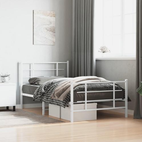 vidaXL Bedframe met hoofd- en voeteneinde metaal wit 100x190, Huis en Inrichting, Slaapkamer | Bedden, 100 cm, 190 cm of minder