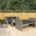 vidaXL 5-delige Loungeset met kussens poly rattan grijs, Verzenden, Nieuw, Rotan, Loungeset