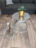 Salontafel - Glas, Roestvrij staal - Draaibaar tafelontwerp