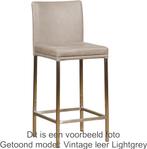 Set van 6 Gele leren moderne barkrukken - poot vierkant zwar, Nieuw, Leer, Ophalen of Verzenden, Modern
