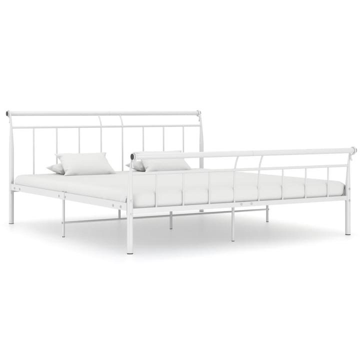 vidaXL Bedframe metaal wit 160x200 cm, Huis en Inrichting, Slaapkamer | Bedden, 160 cm, 200 cm, Wit, Tweepersoons, Nieuw, Metaal