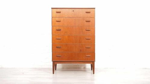 Vintage Deense ladekast | Teak | 6 lades | 114 cm, Huis en Inrichting, Kasten | Ladekasten, Ophalen of Verzenden