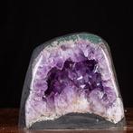 Amethist - Geode van Kristallen - Hoogte: 260 mm - Breedte:, Verzamelen, Mineralen en Fossielen