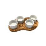 Serveerplank voor dipsauzen incl. 4 porseleinen schaaltjes, Huis en Inrichting, Verzenden, Nieuw