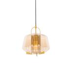 Art deco hanglamp goud met amber glas 30 cm - Kevin