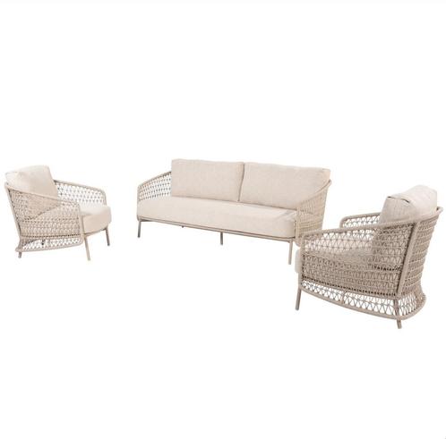 Puccini stoel bank loungeset 3 delig rope latte 4 Seasons, Tuin en Terras, Tuinsets en Loungesets, Nieuw, Ophalen of Verzenden