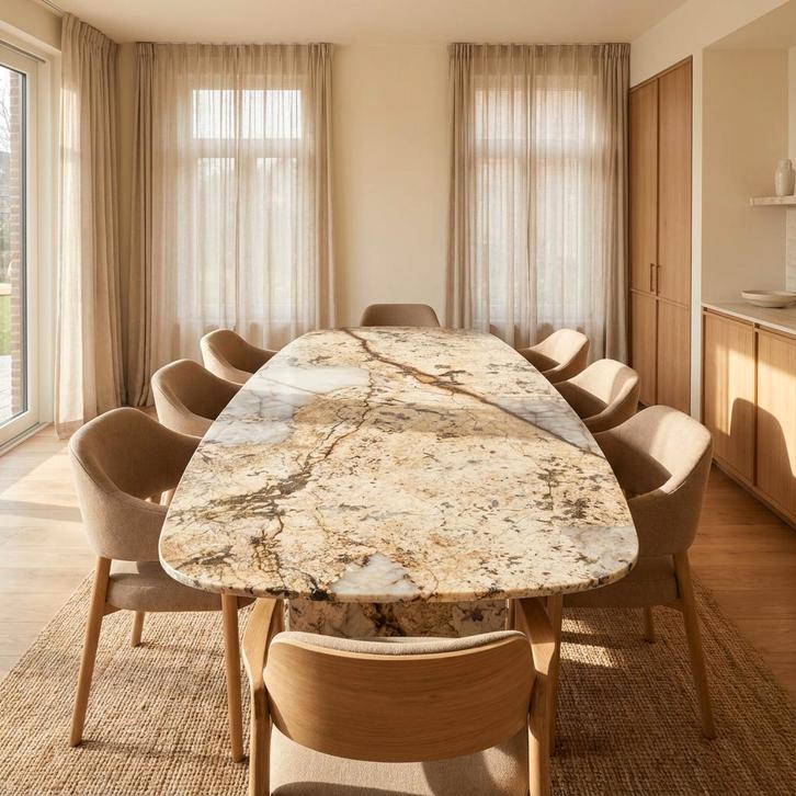 Patagonia Kwartsiet Eetkamertafel  Ovaal, Huis en Inrichting, Tafels | Eettafels