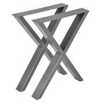 Stalen X tafelpoten set van 2 meubelpoot 59x72 cm metaal gri, Nieuw, Verzenden