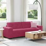 vidaXL 3-Zits Bank met kussen Wijnrood Fluweel, Verzenden, Minder dan 150 cm, Stof, Driepersoons