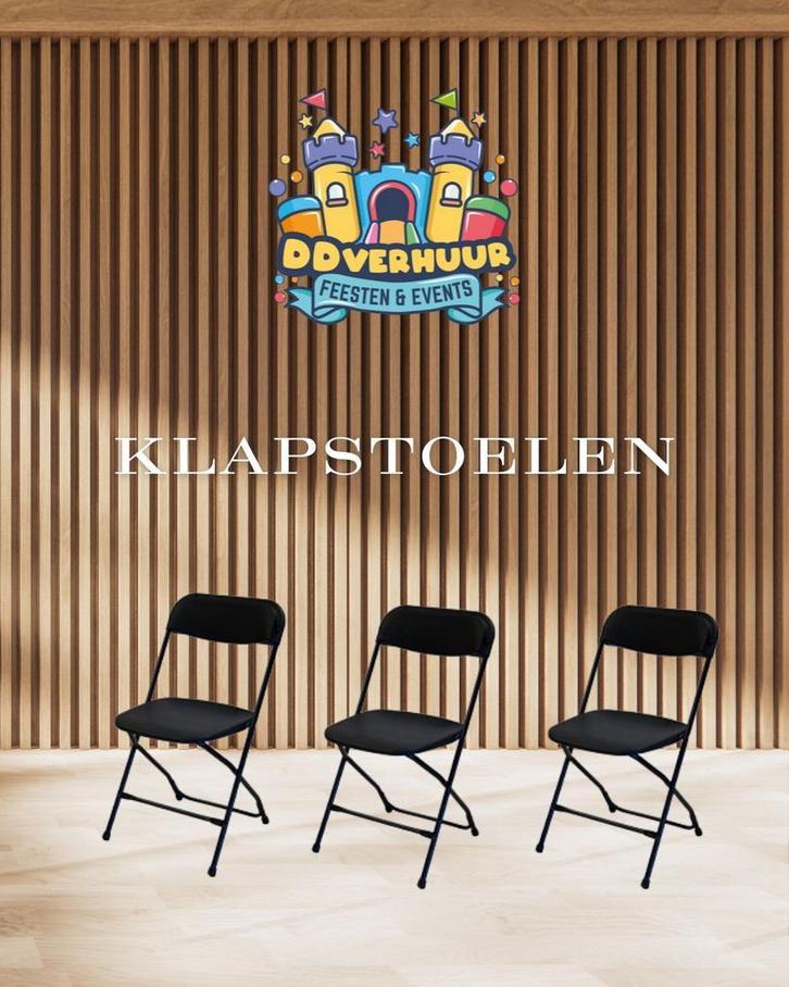 Klapstoelen huren – €1,35 p/dag, per stuk, Hobby en Vrije tijd, Feestartikelen | Verhuur, Zo goed als nieuw