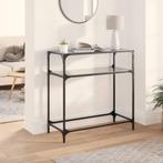 vidaXL Wandtafel met zwart glazen blad 80x35x81 cm staal, Verzenden, Nieuw, Metaal, 50 tot 100 cm