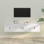 vidaXL 3-delige Tv-meubelset bewerkt hout wit, Verzenden, Nieuw, Overige houtsoorten