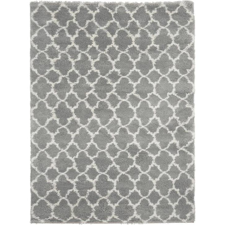 Vloerkleed hoogpolig - Donkergrijs met cremewit - 200x300, Huis en Inrichting, Stoffering | Vloerbedekking, Verzenden
