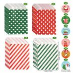 24st Kerst Kraft Papieren Zakjes Met Stickers Rood Groen, Nieuw, Ophalen of Verzenden