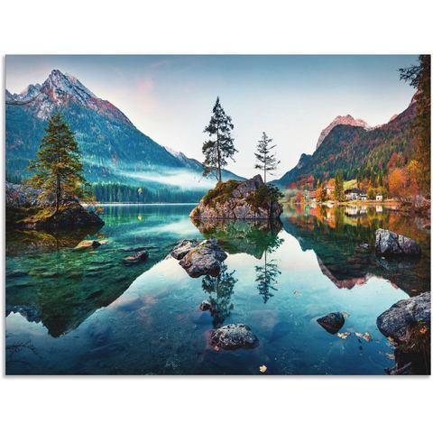 Artland Artprint Herfstscène van de Hintersee voor de, Huis en Inrichting, Woonaccessoires | Schilderijen, Tekeningen en Foto's