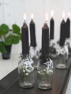 Kaarsen Taper candle Zwart h.11 cm set van 7 past in fles, Ophalen of Verzenden, Nieuw