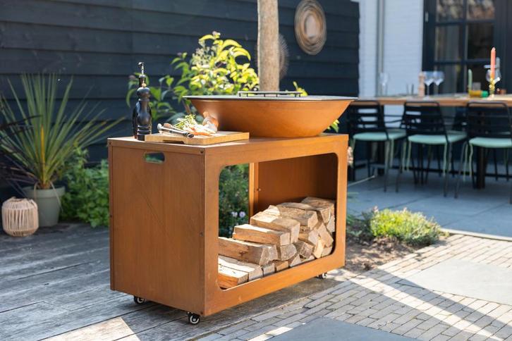 BASTE Island 80 vuurschaal bbq - Cortenstaal, Tuin en Terras, Houtskoolbarbecues, Nieuw, Verzenden