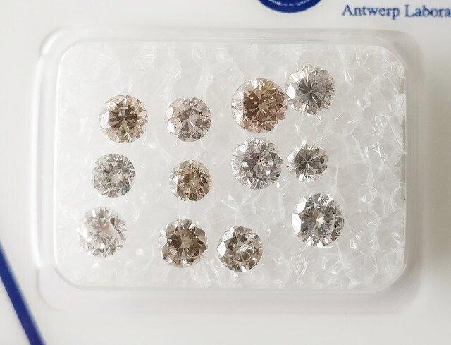 12 pcs Diamant (Natuurlijk) - 1.51 ct - Rond - SI1 - Antwerp, Sieraden, Tassen en Uiterlijk, Edelstenen