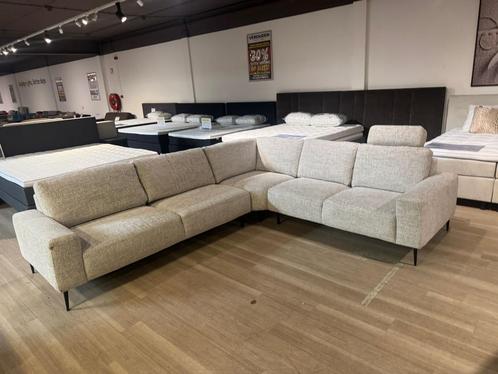 3 delige hoekbank Taro stof grijs wit hoofdsteun nieuw model, Huis en Inrichting, Banken | Bankstellen, 200 tot 250 cm, 75 tot 100 cm