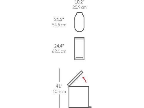 Simplehuman Afvalemmer - Slim - 45 l - Wit - RVS, Huis en Inrichting, Woonaccessoires | Overige, Zo goed als nieuw, Verzenden
