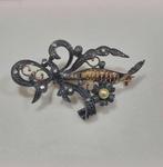 Broche - 19.2 kt. Roségoud, Zilver Parel - Diamant