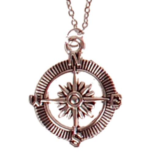 Ketting RVS Zilverkleurig 55cm - Hangertje Windroos/Kompas Z, Sieraden, Tassen en Uiterlijk, Kettingen, Nieuw, Ophalen of Verzenden