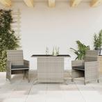 vidaXL 3-delige Bistroset met kussens poly rattan lichtgrijs, Verzenden, Nieuw, Rotan