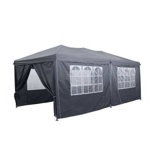 Easy up partytent met zijwanden - grijs - 600 x 290 x 270 cm, Caravans en Kamperen, Tenten, Nieuw, Verzenden