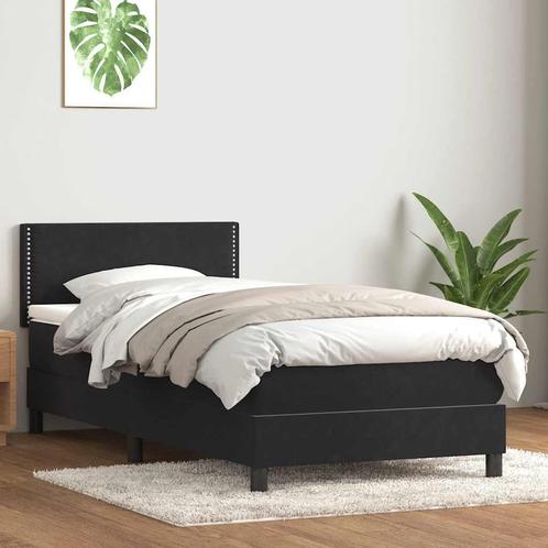 vidaXL Boxspring met matras fluweel zwart 100x220 cm, Huis en Inrichting, Slaapkamer | Bedden, Zwart, Nieuw, Stof, Verzenden